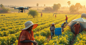 How can sustainable agricultural practices and technology improve food security and create economic opportunities for rural communities in poor countries?
