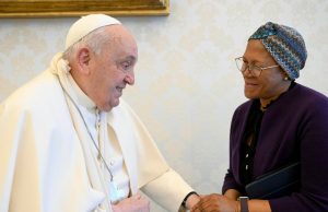 Pope Francis using a sling after injuring forearm in fall
