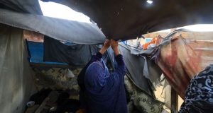 Wintry weather adds to the threats faced by displaced Palestinians in Khan Younis
