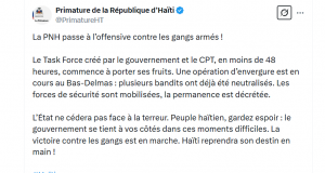 Après des jours de silence, Fils-Aimé appelle les Haïtiens à « garder espoir » et annonce une « task force » pour lutter sans relâche contre les gangs terroristes