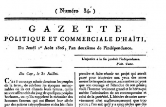 Haïti, 1er aout 1805 : la Gazette d’Haïti décrit la fête du 25 juillet consacrée à l’anniversaire de naissance de l’Empereur Jacques Iᵉʳ